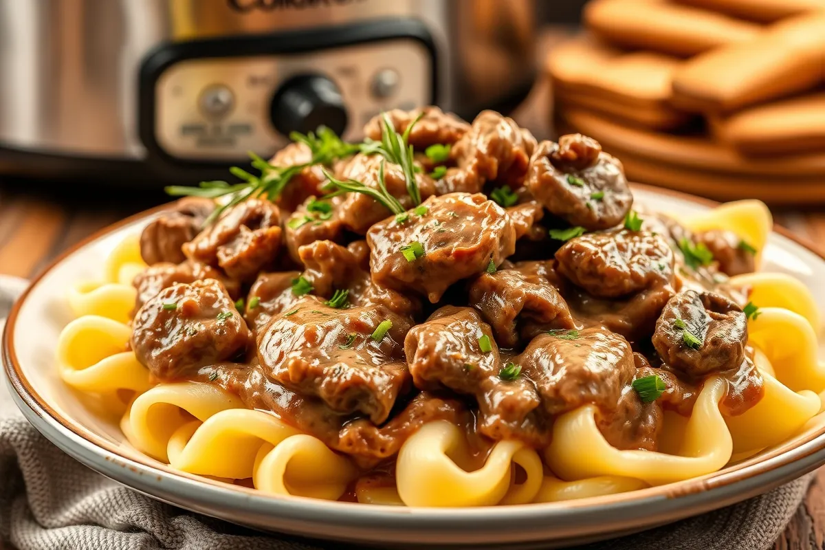 Easy Beef Stroganoff Slow Cooker