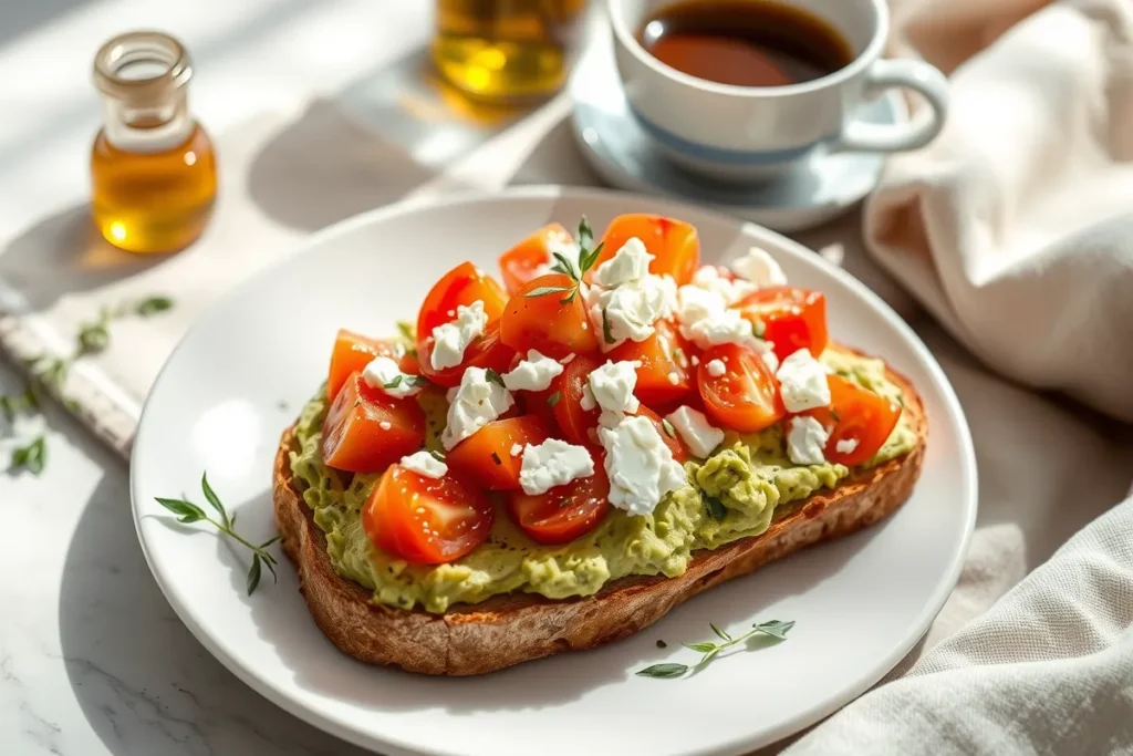 Mediterranean Avocado Toast with Feta and Tomatoes