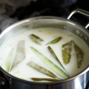 Coconut milk and pandan leaves