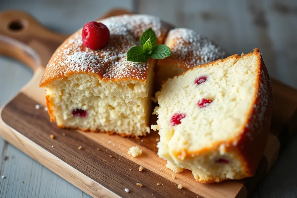 Moist kefir sheet cake with golden edges