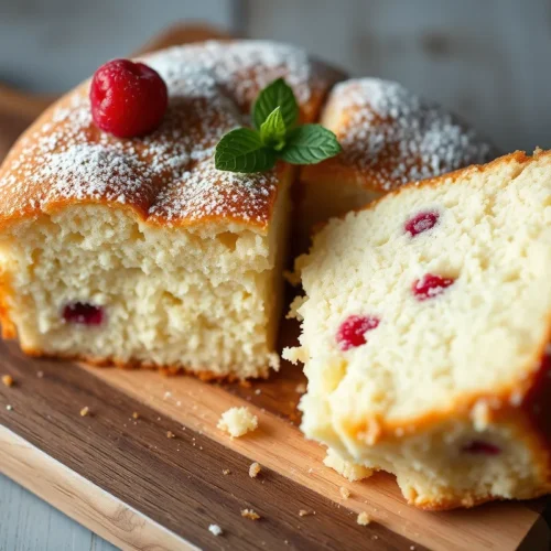 Moist kefir sheet cake with golden edges